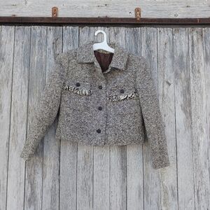 VTG Alexon Wool Jacket Blazer Tweed 1980's Made In England  Womens Sz Small Gray